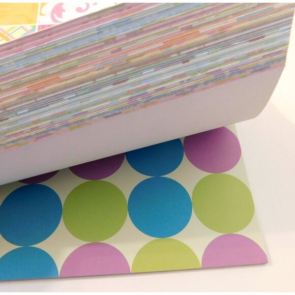 Scrapbook Paper Pack 12x12 Approx. 180 Pages Colorful Fleur de Lis Circles Lines - Picture 6 of 16